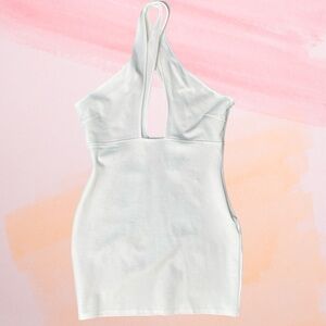 by the way. white crossover halter bodycon mini dress women's large‎ NWT